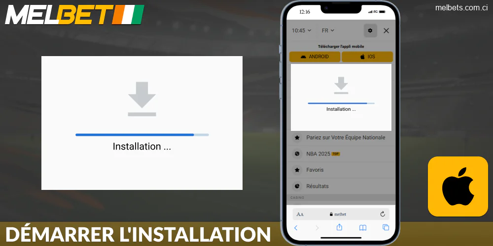 Démarrez l'installation de l'application Melbet Côte d'Ivoire