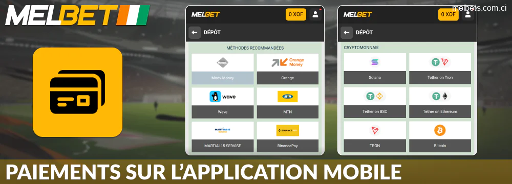 Banque mobile Melbet Côte d'Ivoire