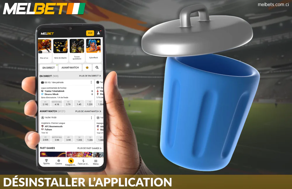 Retirer l’application Melbet CI