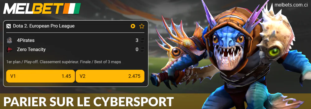 E-sport pour les parieurs ivoiriens sur Melbet