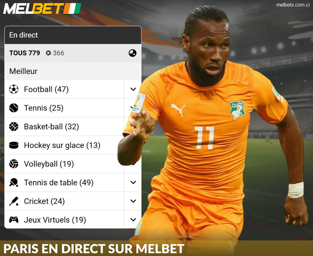 Placer un pari en direct sur Melbet Côte d'Ivoire