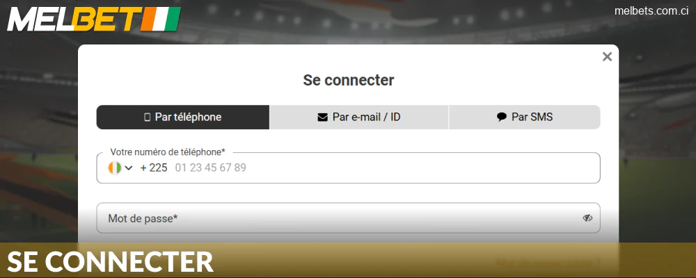 Connexion Melbet pour la Côte d'Ivoire